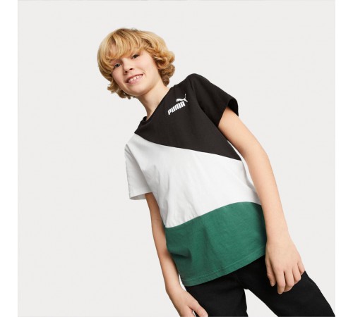 4k Puma 674231-37 JR T-shirt Power Cat - black/white/green